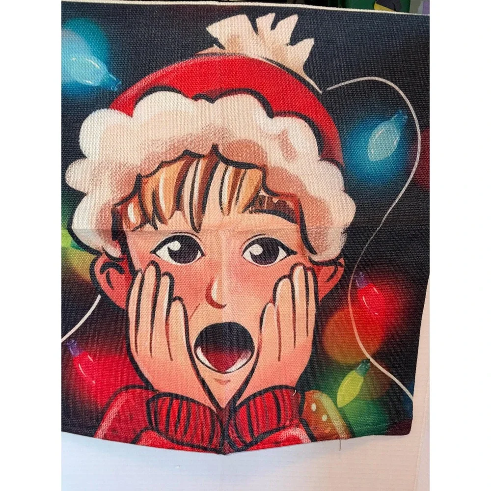 Home Alone Burlap Throw Pillow Cover - New no Tags - See Description for details